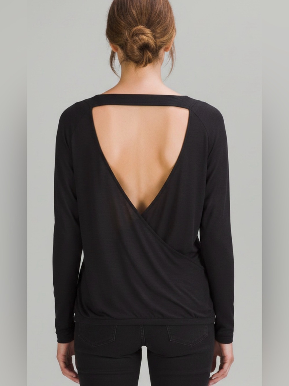 Athleta- Women’s Lightweight Semi-Sheer Charcoal Gray Knit Fashion Top